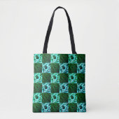 Groen en hemelsblauw schaak of cyaan, met rechthoe tote bag (Voorkant)