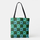 Groen en hemelsblauw schaak of cyaan, met rechthoe tote bag (Achterkant)