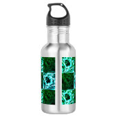 Groen en hemelsblauw schaak of cyaan, met rechthoe waterfles  (Achterkant)