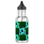 Groen en hemelsblauw schaak of cyaan, met rechthoe waterfles  (Links)