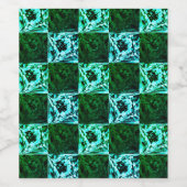 Groen en hemelsblauw schaak of cyaan, met rechthoe wijn etiket (Enkel label)