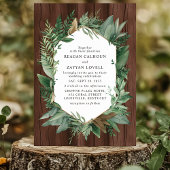 Groen en hout rustieke krans bruiloft kaart