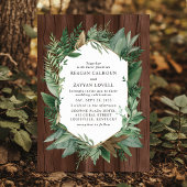 Groen en hout rustieke krans bruiloft kaart