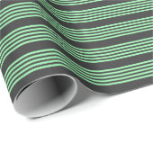 Groen en houtskool met vijf strepen cadeaupapier (Rol Hoek)