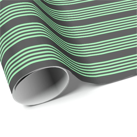 Groen en houtskool met vijf strepen cadeaupapier (Rol Hoek)