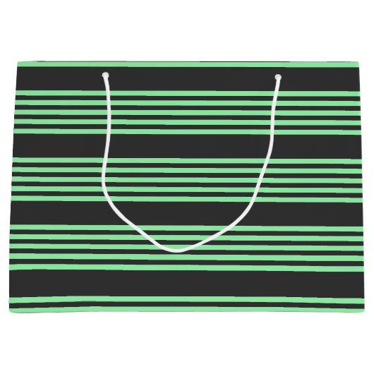 Groen en houtskool met vijf strepen groot cadeauzakje (Voorkant)