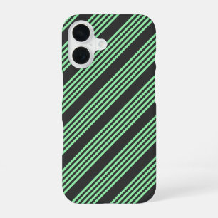 Groen en houtskool met vijf strepen iPhone 16 hoesje