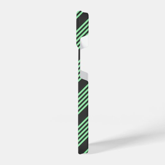 Groen en houtskool met vijf strepen iPhone hoesje (Linkerkant)