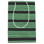 Groen en houtskool met vijf strepen medium cadeauzakje (Voorkant)