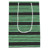 Groen en houtskool met vijf strepen medium cadeauzakje (Achterkant)