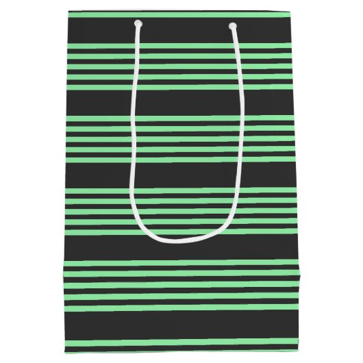Groen en houtskool met vijf strepen medium cadeauzakje (Achterkant)