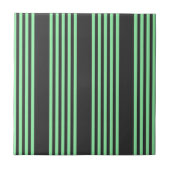 Groen en houtskool met vijf strepen tegeltje (Voorkant)