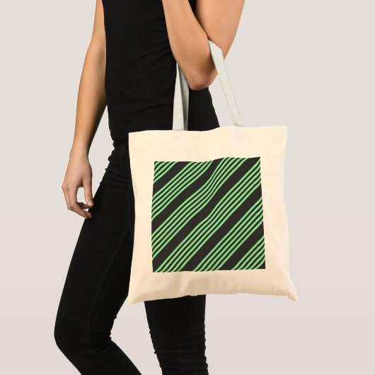 Groen en houtskool met vijf strepen tote bag (Voorkant (product))