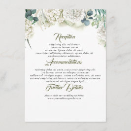 Groen en Hydrangea Bruiloft Informatie Gast Informatiekaartje