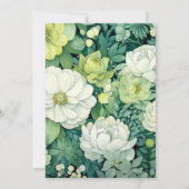 Groen en Ivoor Bloemen Bruiloft Kaart (Achterkant)