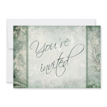 Groen en Ivoor Bloemen Bruiloft Uitnodiging