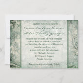 Groen en Ivoor Bloemen Bruiloft Uitnodiging (Achterkant)