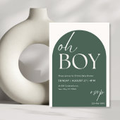 Groen en Ivoor Minimalist Oh Boy Baby shower Kaart