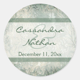 Groen en Ivory Floral Envelope Seal Ronde Sticker