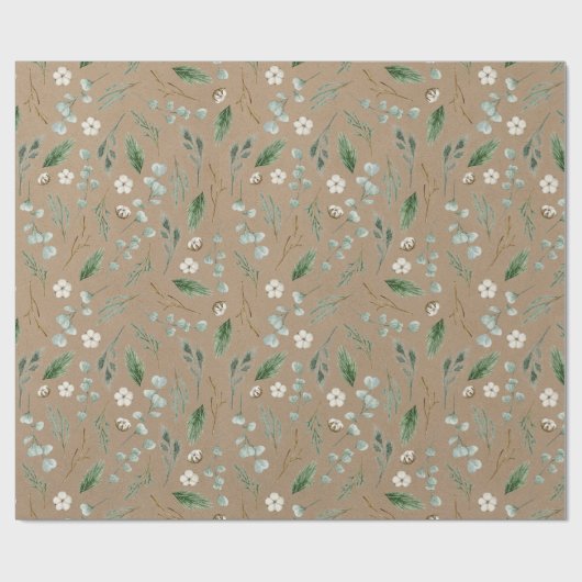 Groen en Katoen Feestdagen Inpakpapier (Vlak)