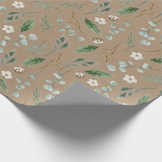 Groen en Katoen Feestdagen Inpakpapier (Hoek)