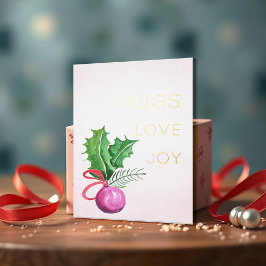 Groen en Kerstbal Waterverf Kunst Folie Feestdagenkaart