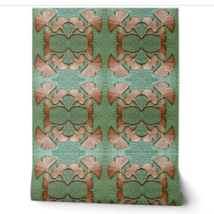 Groen en koper Gingko 2' x 4' Behang