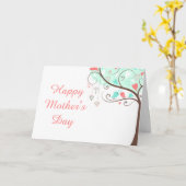 Groen en koraal Bloemvogel Moederdag Kaart (Gele Bloem)