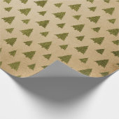 Groen en Kracht Retro Kerstmis Cadeaupapier (Hoek)