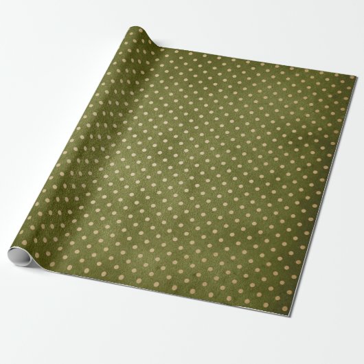 Groen en Kraft Retro Kerstmis Cadeaupapier (Uitgerold)