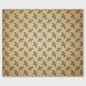 Groen en Kraft Retro Kerstmis Cadeaupapier (Vlak)