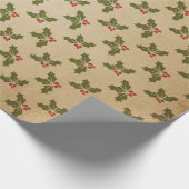 Groen en Kraft Retro Kerstmis Cadeaupapier (Hoek)