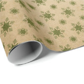 Groen en Kraft Retro Kerstmis Cadeaupapier (Rol Hoek)