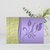 Groen en Lavendel Bloemen Huwelijksuitnodiging Kaart (Staand voorkant)