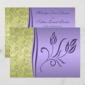 Groen en Lavendel Bloemen Huwelijksuitnodiging Kaart (Voorkant / Achterkant)