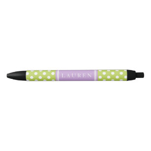 Groen en lavender Polka Dots Pattern Zwarte Inkt Pen