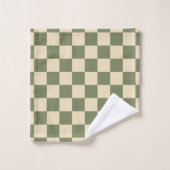Groen en licht beige dambord bad handdoek (Wasdoekje)