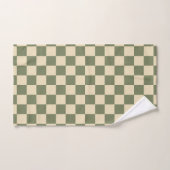 Groen en licht beige dambord bad handdoek (Handdoek)