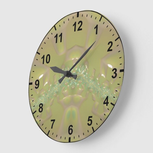 Groen en licht beige fractal ~ grote klok (Hoek)