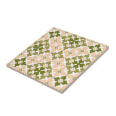 Groen en Licht Perzik Marokkaans Geïnspireerd Tegeltje (Zijkant)