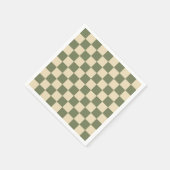 Groen en lichtbeige schaakbordpatroon servet (Hoek)