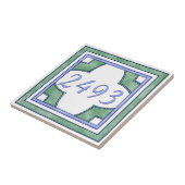 Groen en lichtblauw klein huisnummer tegeltje (Zijkant)