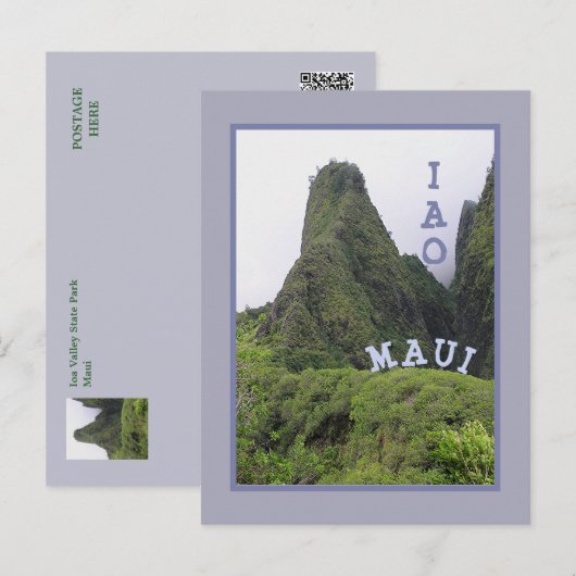 GROEN EN LUSH MAUI'S IAO VALLEY BRIEFKAART (Voorkant / Achterkant)