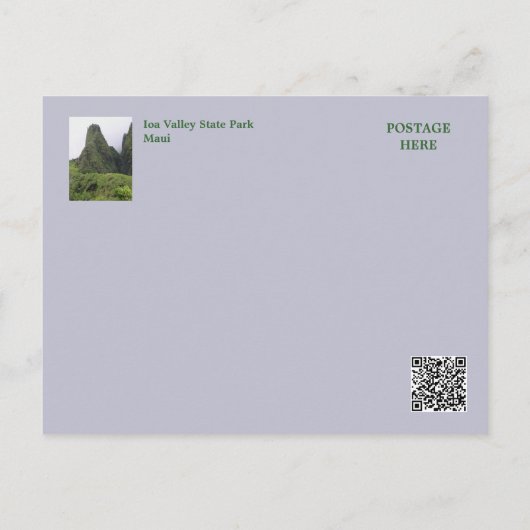 GROEN EN LUSH MAUI'S IAO VALLEY BRIEFKAART (Achterkant)