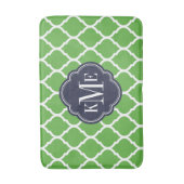 Groen en Marine Marokkaans Quatrefoil Monogram Badmat (Voorkant Verticaal)
