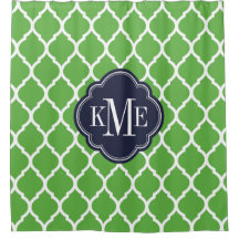 Groen en Marine Marokkaans Quatrefoil Monogram