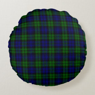 Groen en marine Tartan Rond Kussen
