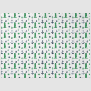 Groen en Marineblauw Nautical Series Design 7 Tissuepapier