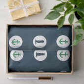 Groen en Marineblauw Scheepvaart Serie Design 15 Tissuepapier (Geschenk)