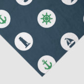 Groen en Marineblauw Scheepvaart Serie Design 15 Tissuepapier (Detail)